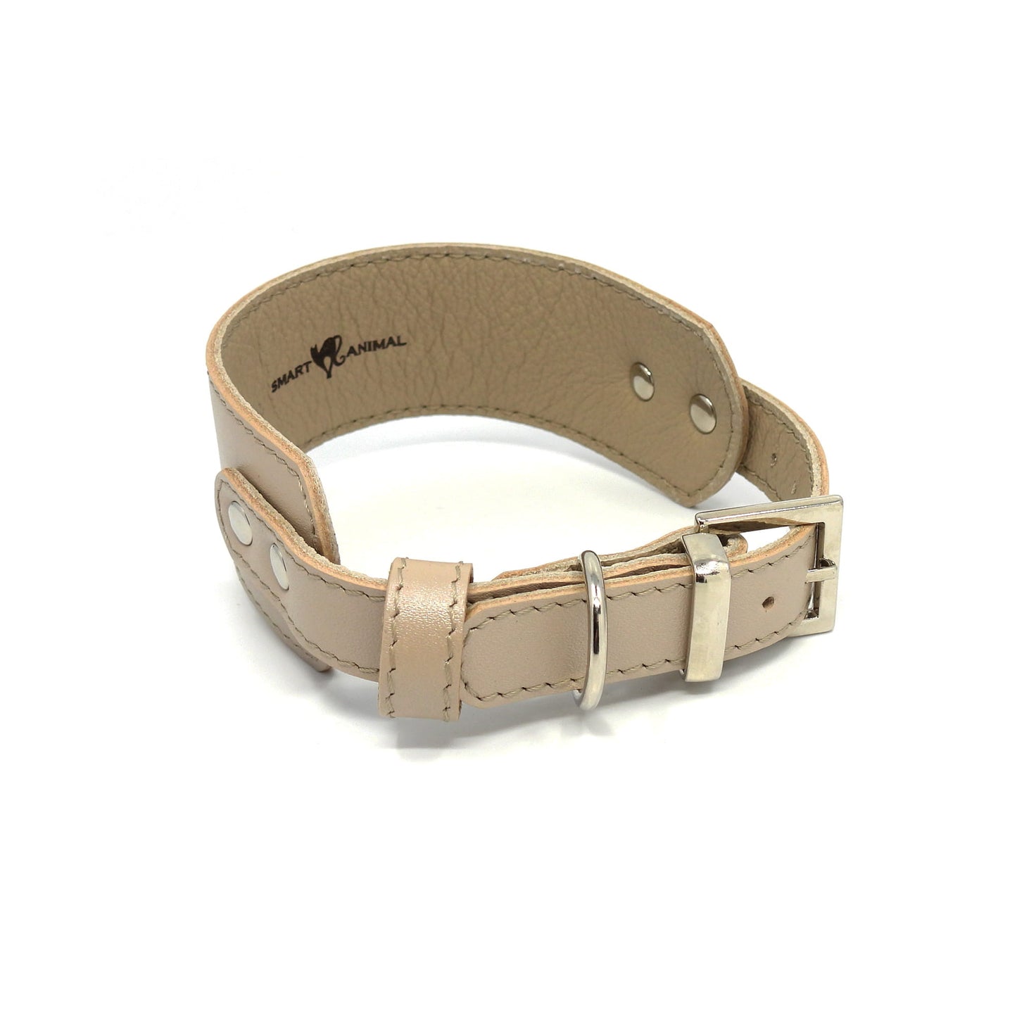 Lederhalsband für Windhunde, SMART-Kollektion - Beige