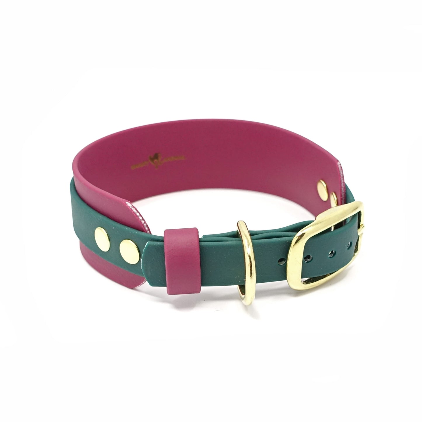 BioThane® Breithalsband für Windhunde - Weinrot + Grün (Doppelband)