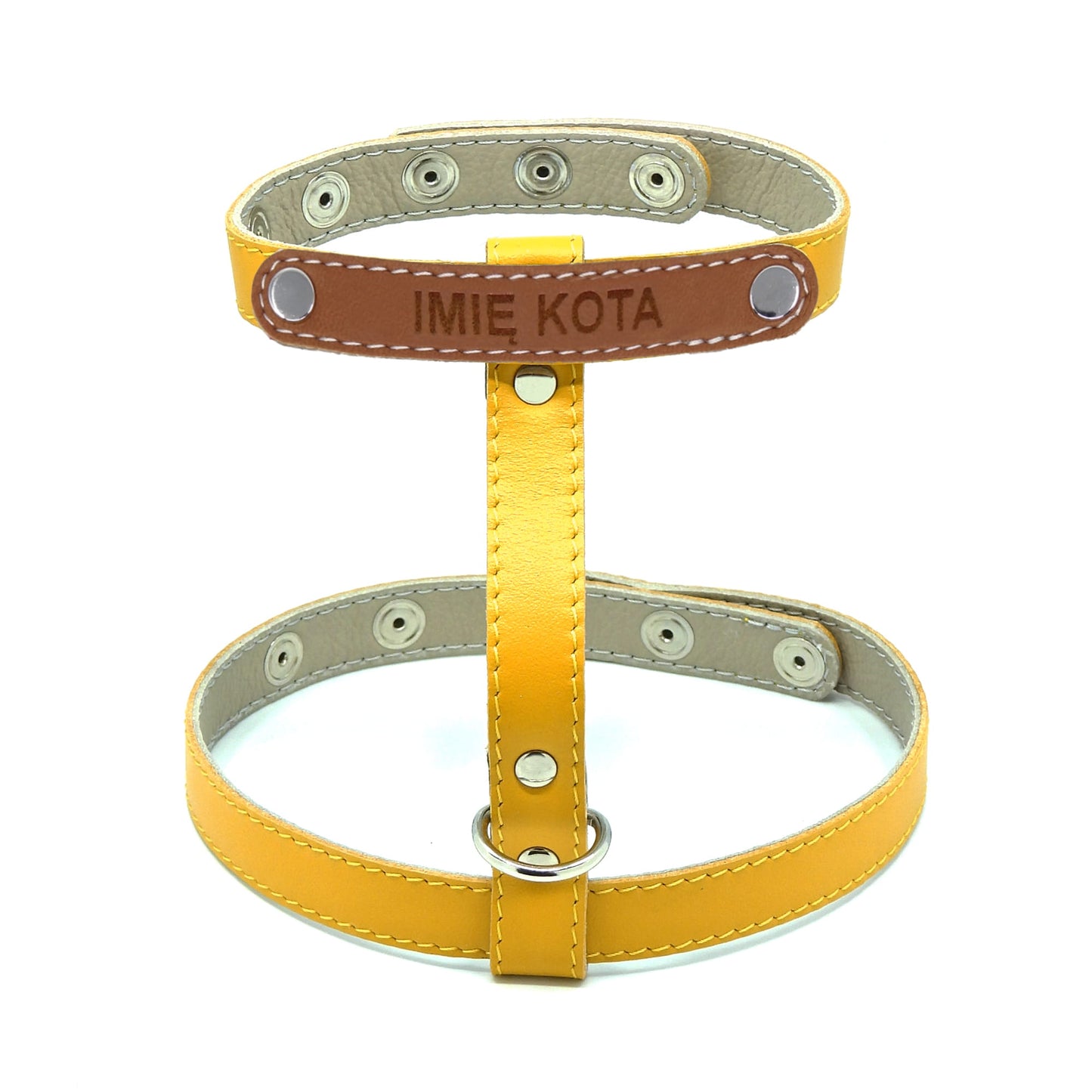 Geschirr für Katzen - Leder - gelb