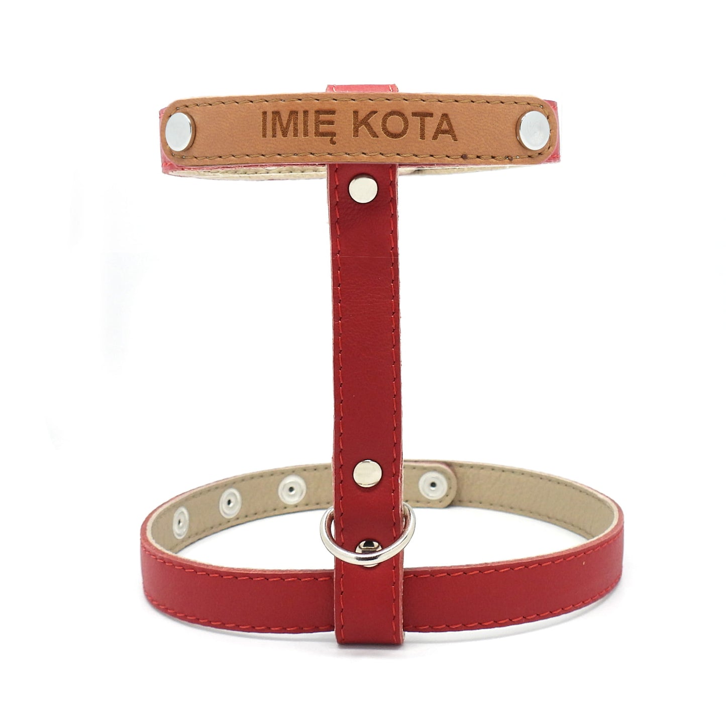 Geschirr für Katzen - Leder - rot