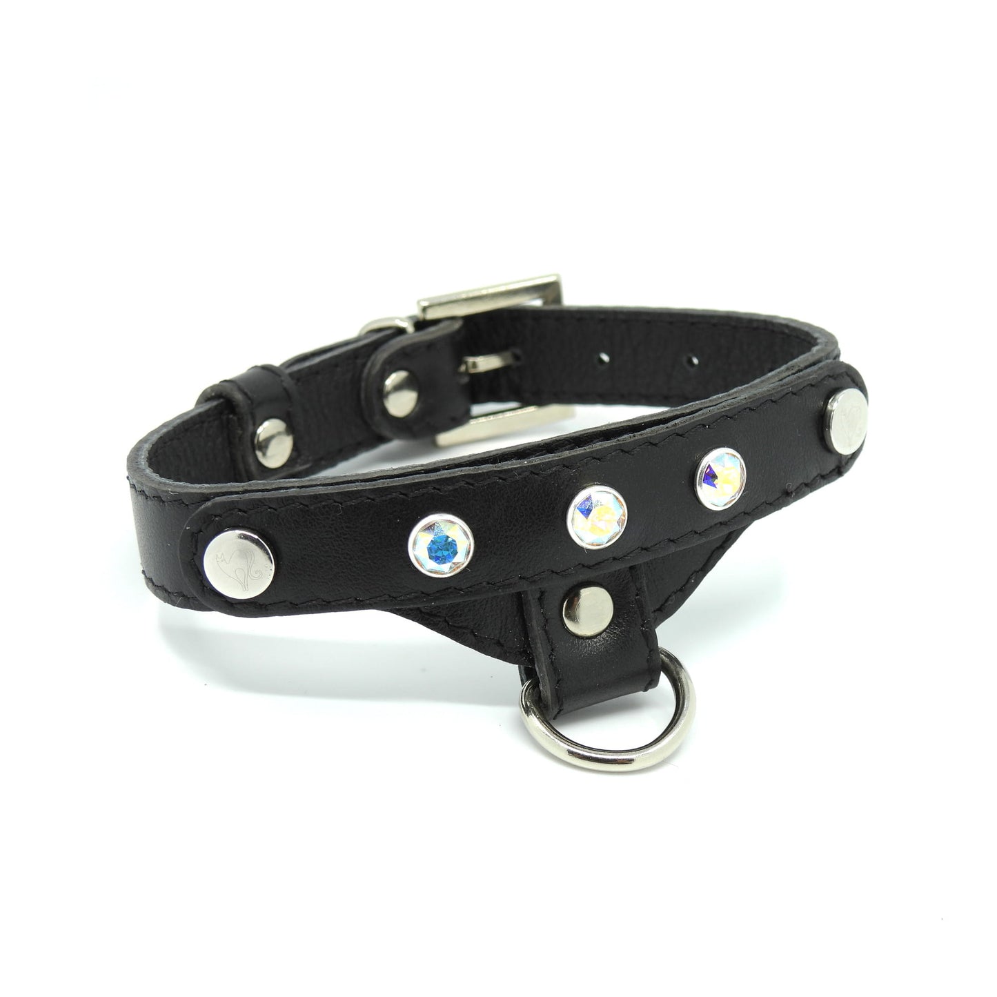 Lederhalsband für einen kleinen Hund, schwarz