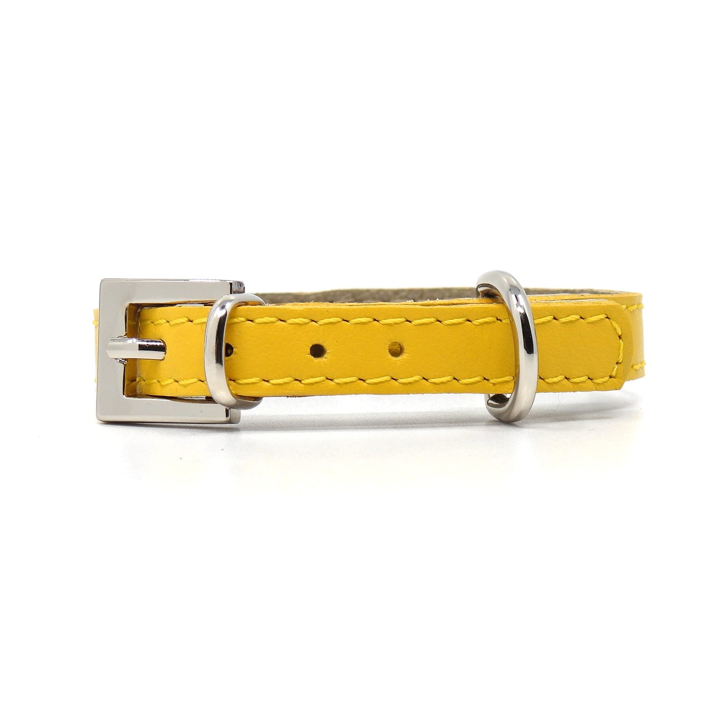 Glamour Hundehalsband aus Leder - gelb, Kristalle