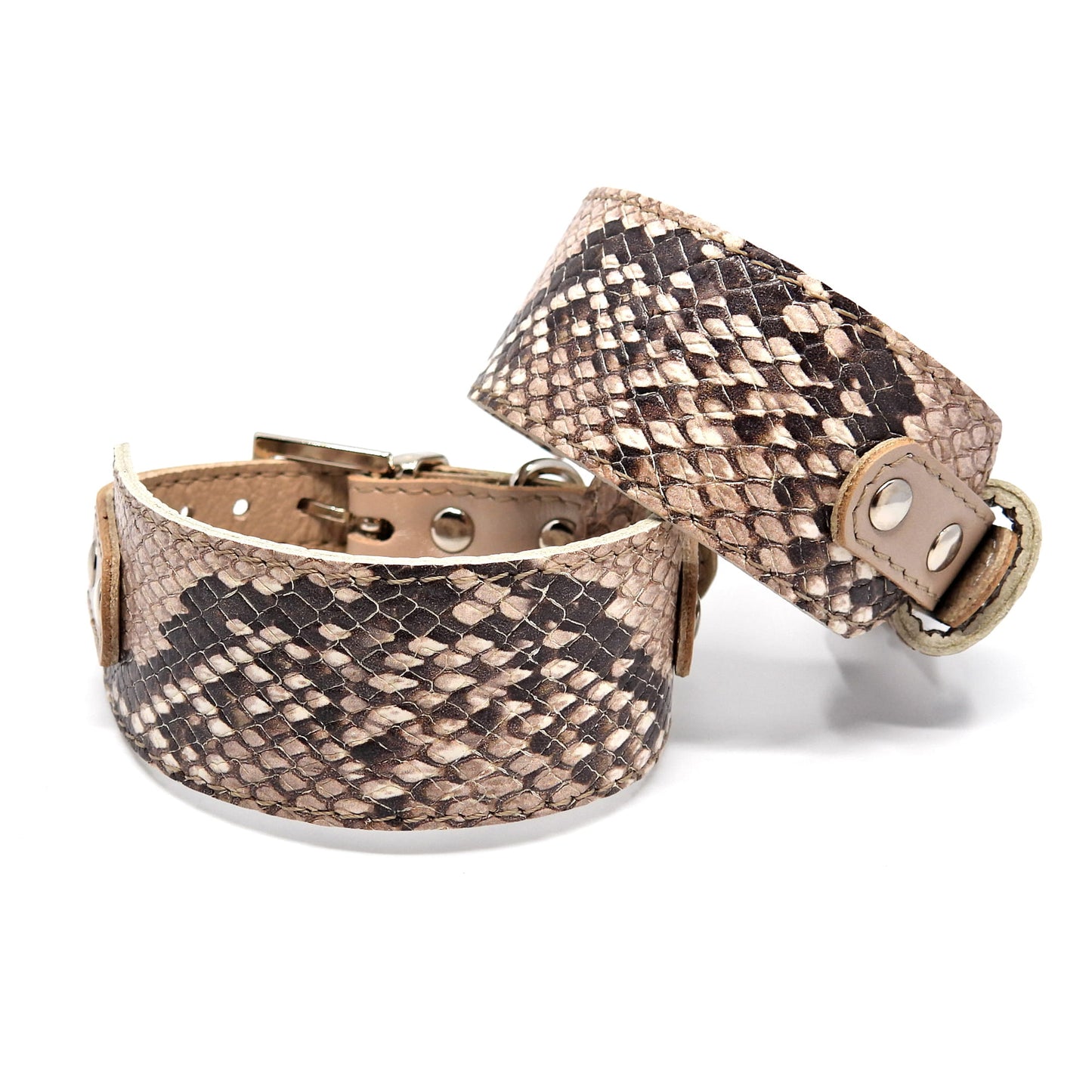 Lederhalsband für Windhunde, SMART-Kollektion - Schlangenserie