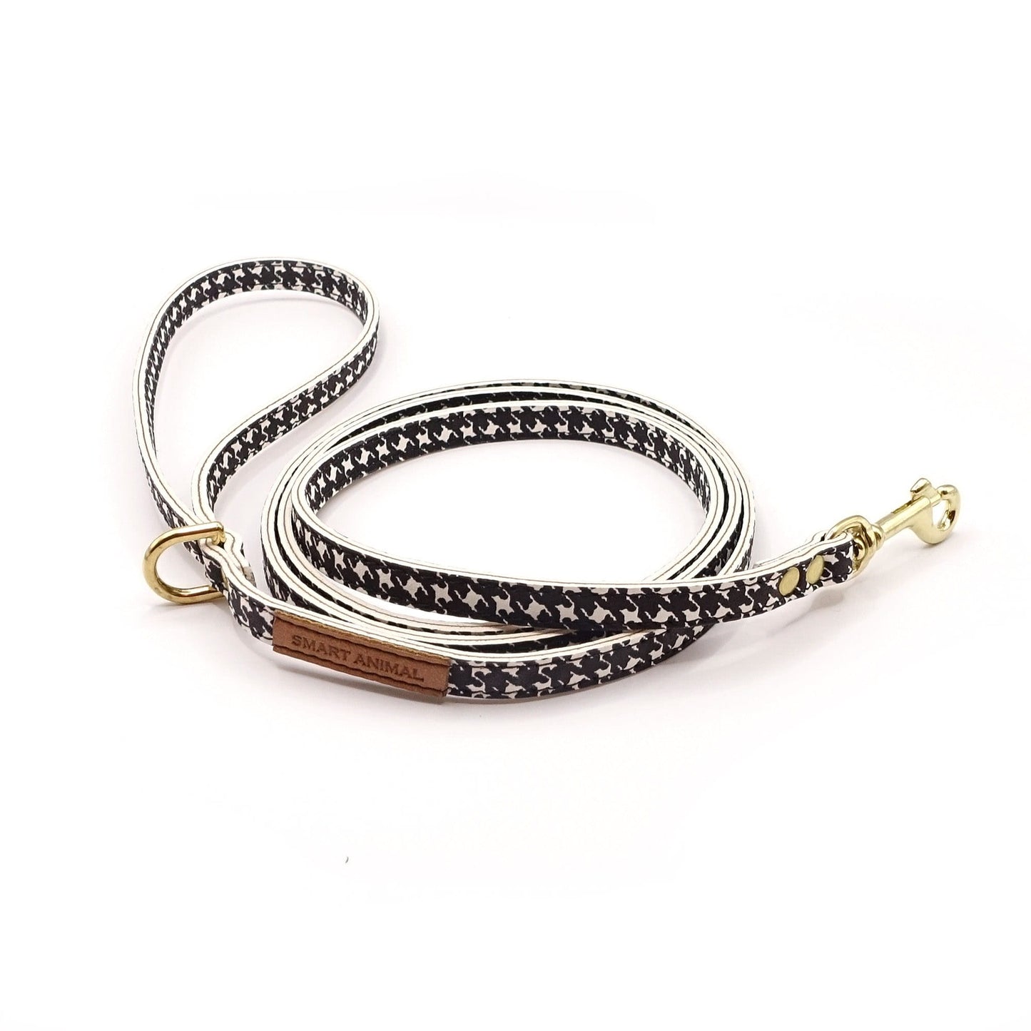Lederleine, Länge 140 cm - Schwarz/Weiß