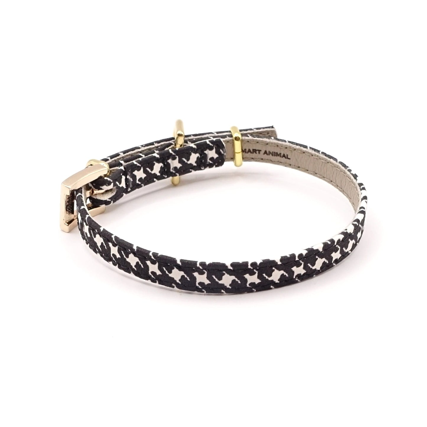 Lederhalsband für kleine Hunde - Schwarz/Weiß