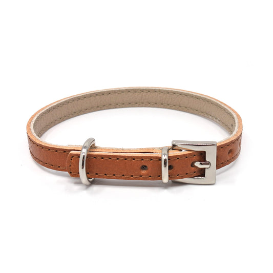 Lederhalsband für kleine Hunde - Karamell