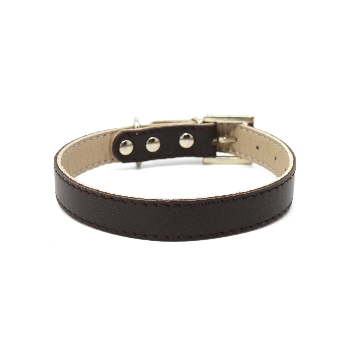 Lederhalsband für kleine Hunde - Dunkelbraun