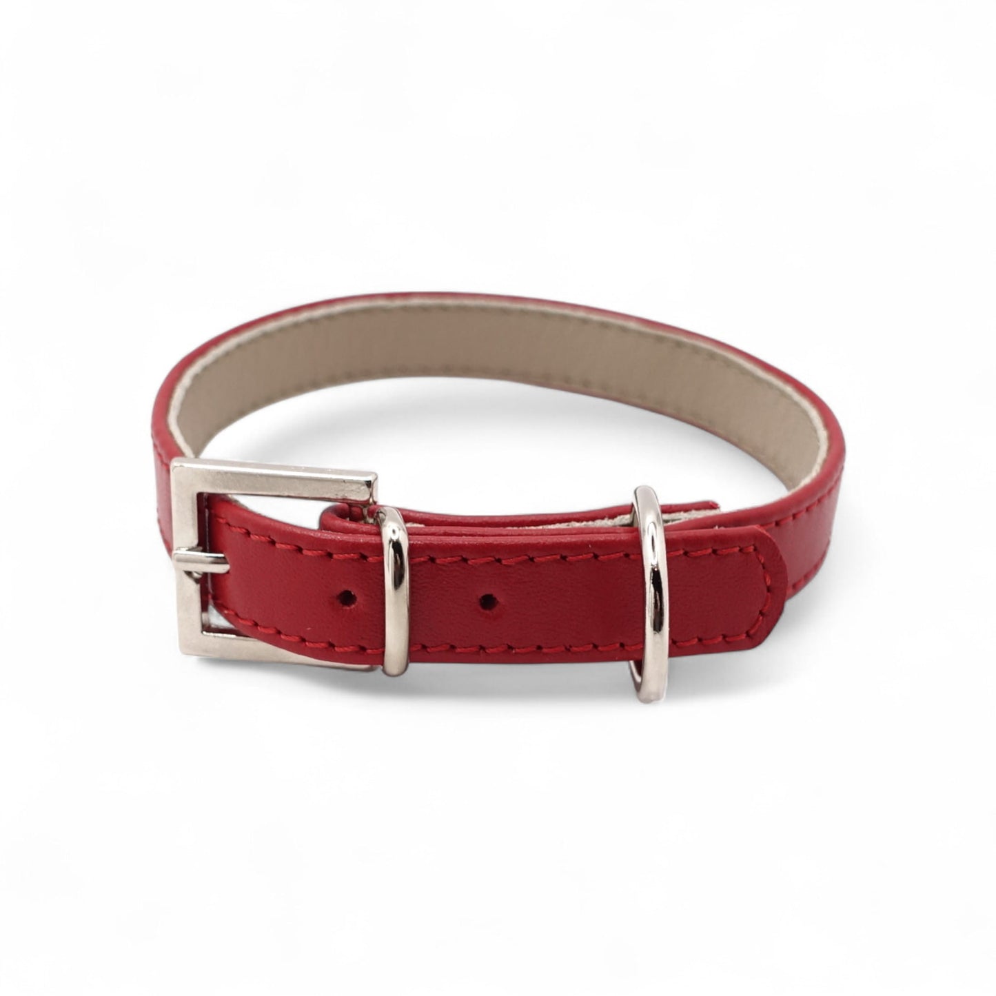 Lederhalsband für kleine Hunde - Rot