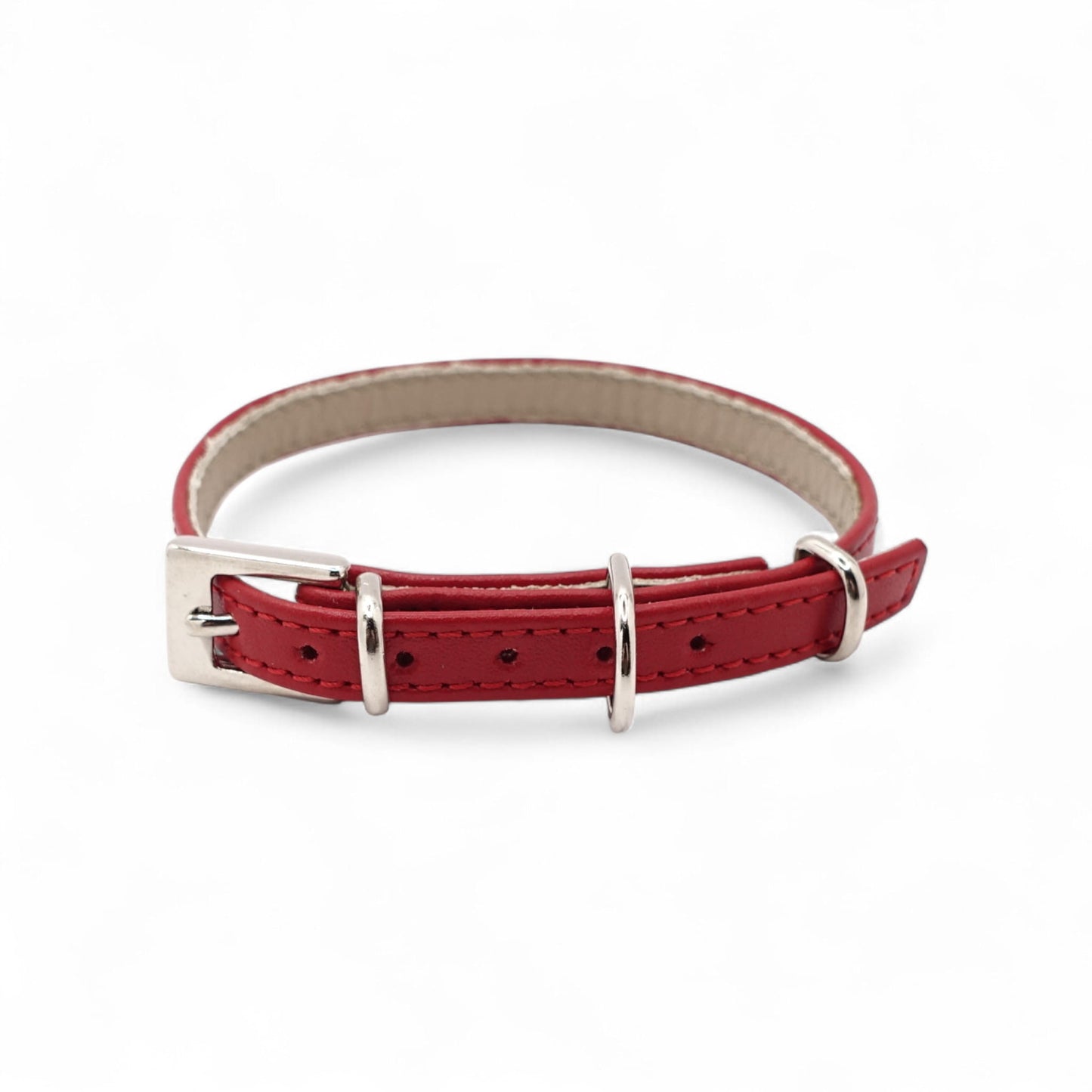 Lederhalsband für kleine Hunde - Rot