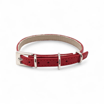 Lederhalsband für kleine Hunde - Rot