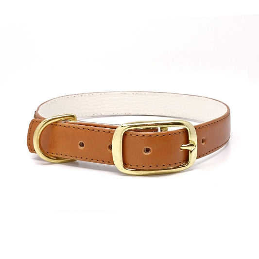 Lederhalsband für einen großen Hund - Karamell