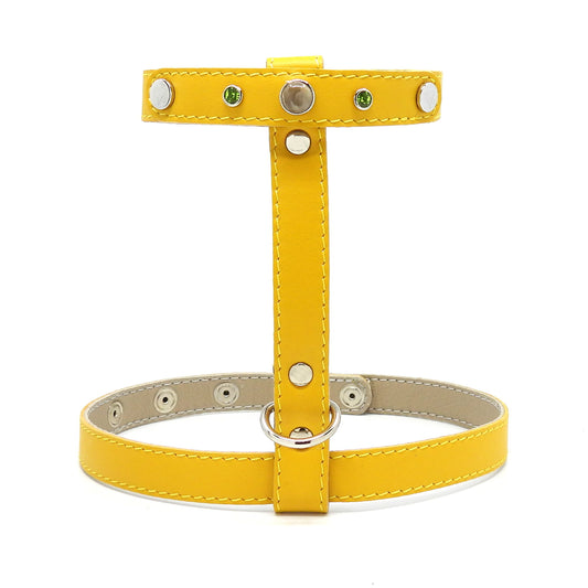 Geschirr für Katzen - Leder - gelb