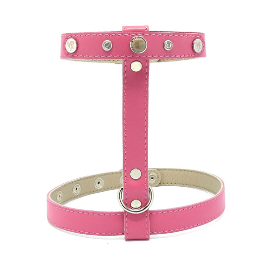 Geschirr für Katzen - Leder - rosa