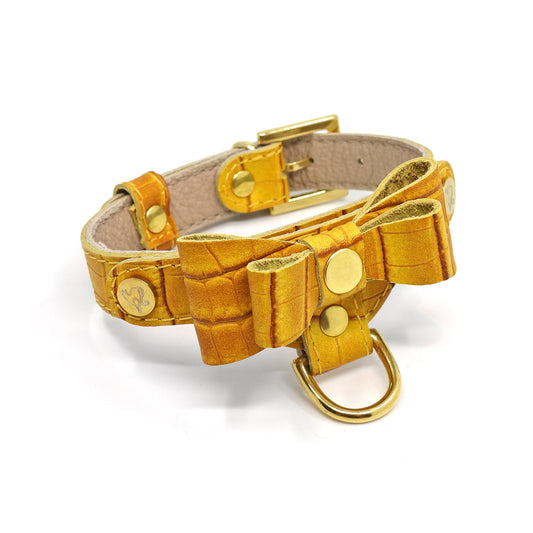 Lederhalsband für einen kleinen Hund, Krokodil-Serie