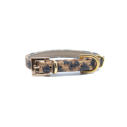 Lederhalsband für kleine Hunde - Leopard Blink mit goldenen Beschlägen