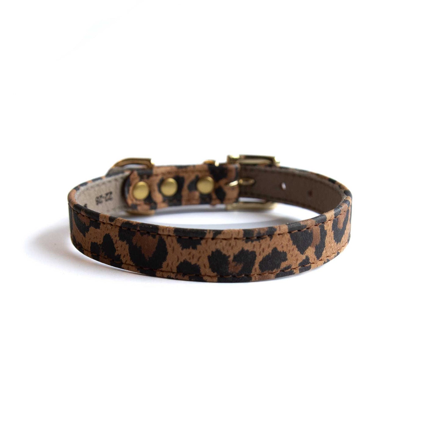 Lederhalsband für kleine Hunde - Leopard Ginger mit goldenen Beschlägen