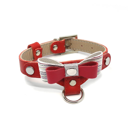 Lederhalsband für einen kleinen Hund, rot