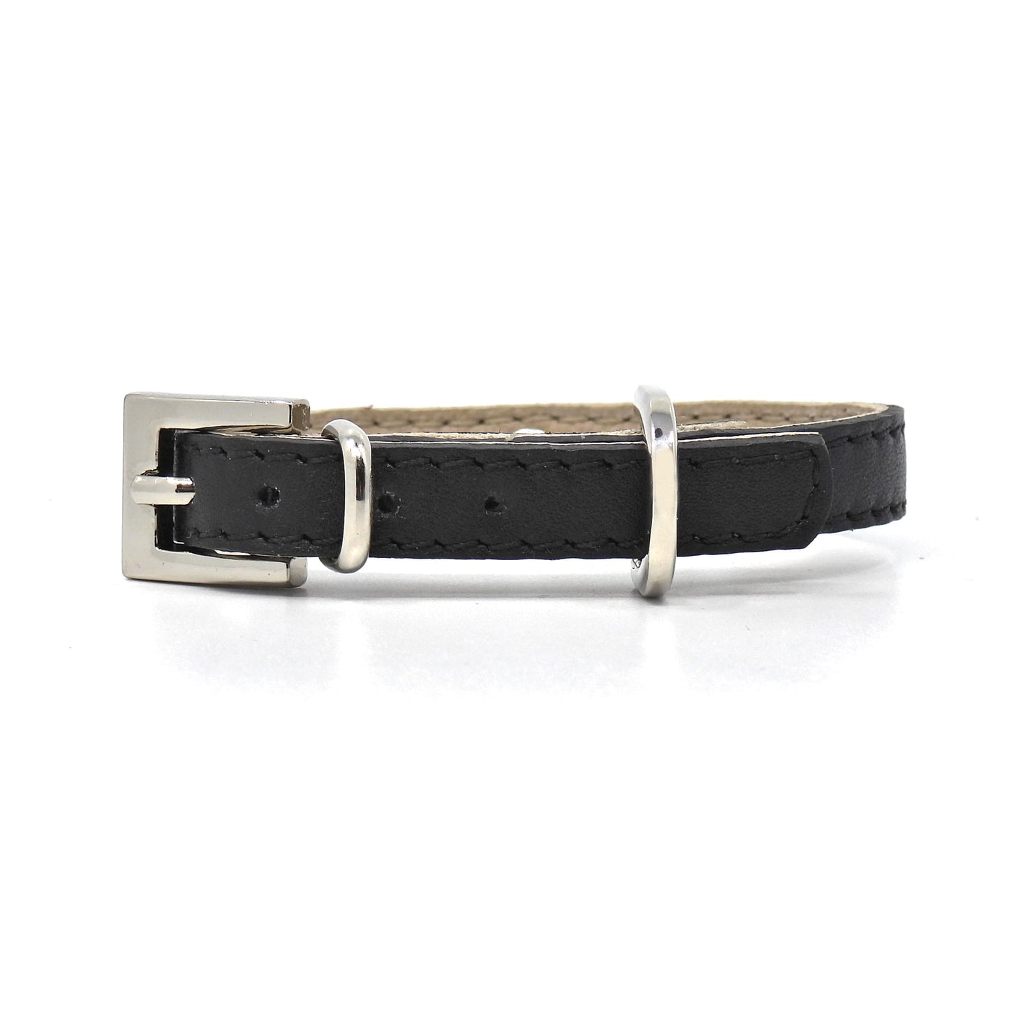 Glamour Hundehalsband aus Leder - schwarz, mit Kristallen