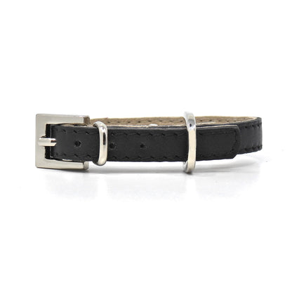 Glamour Hundehalsband aus Leder - schwarz, mit Kristallen