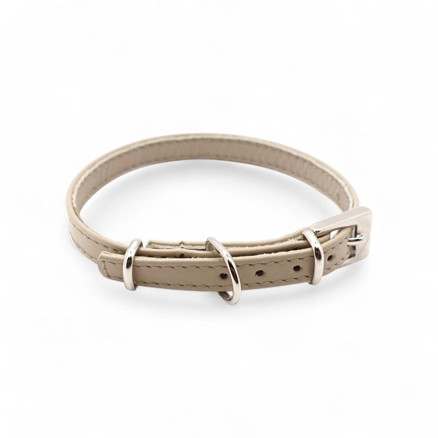 Lederhalsband für kleine Hunde - Beige