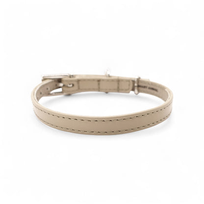 Lederhalsband für kleine Hunde - Beige
