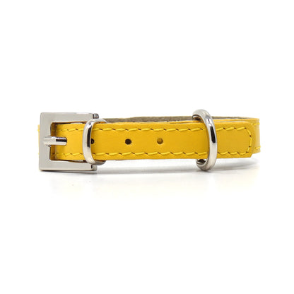 Glamour Hundehalsband aus Leder - gelb, Kristalle