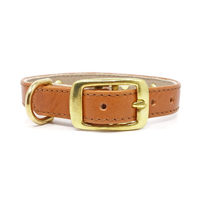 Glamour Hundehalsband aus Leder - Karamell, goldene Kristalle