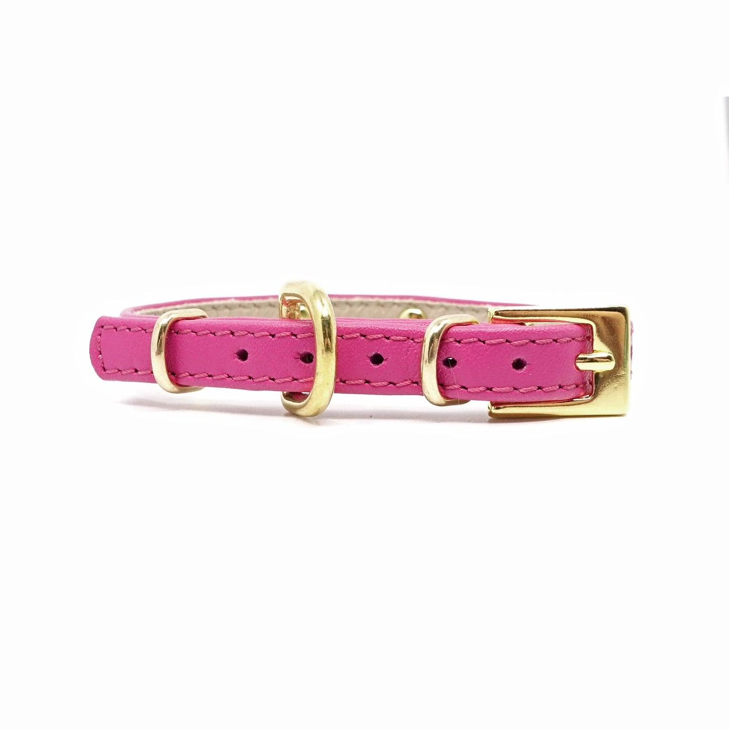 Glamour Hundehalsband aus Leder - Venezianisches-Rosa, Goldkristalle