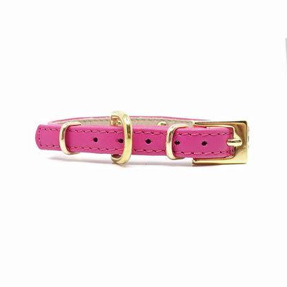 Glamour Hundehalsband aus Leder - Venezianisches-Rosa, Goldkristalle