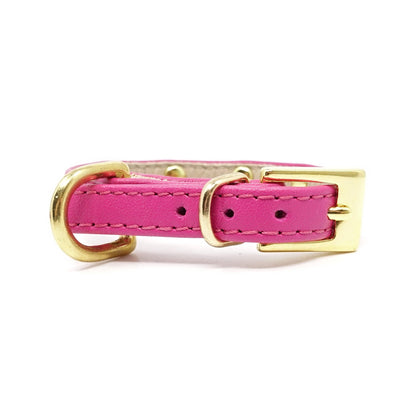 Glamour Hundehalsband aus Leder - Venezianisches-Rosa, Goldkristalle