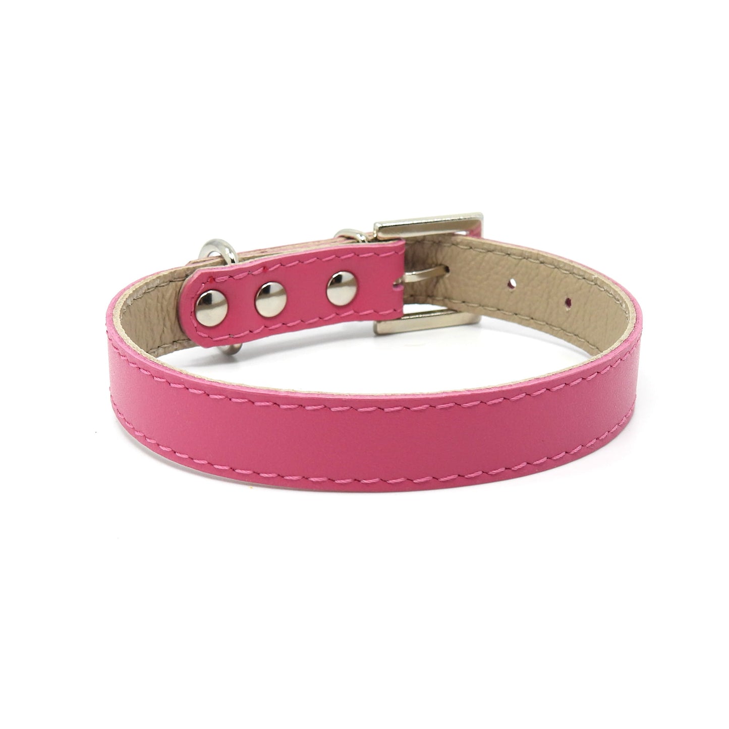 Lederhalsband für kleine Hunde - Rosa
