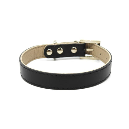 Lederhalsband für kleine Hunde - Schwarz