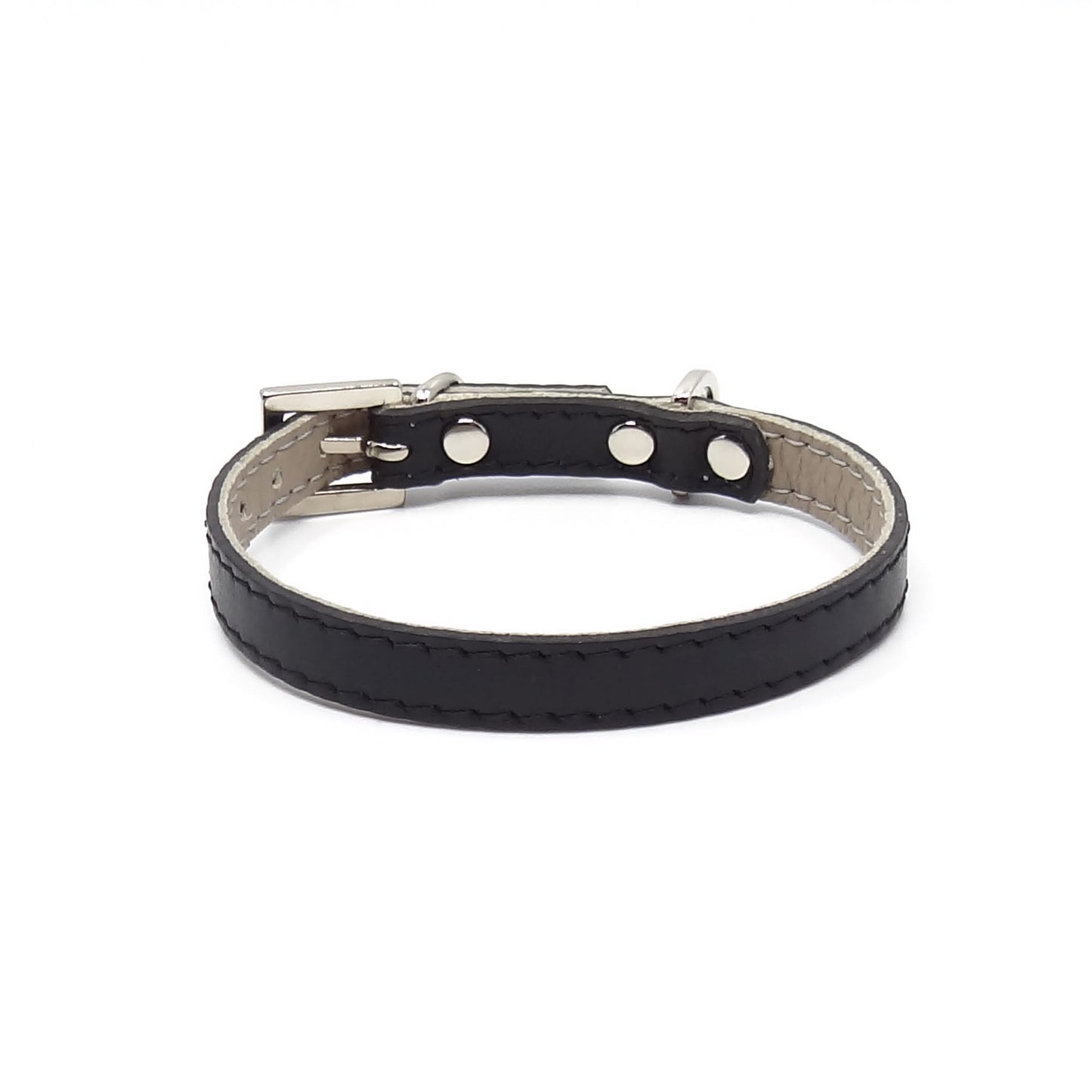 Lederhalsband für kleine Hunde - Schwarz