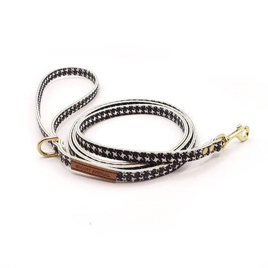 Lederleine, Länge 140 cm - Schwarz/Weiß