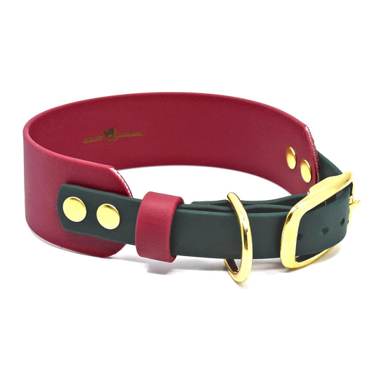 BioThane® Breithalsband für Windhunde - Weinrot + Grün